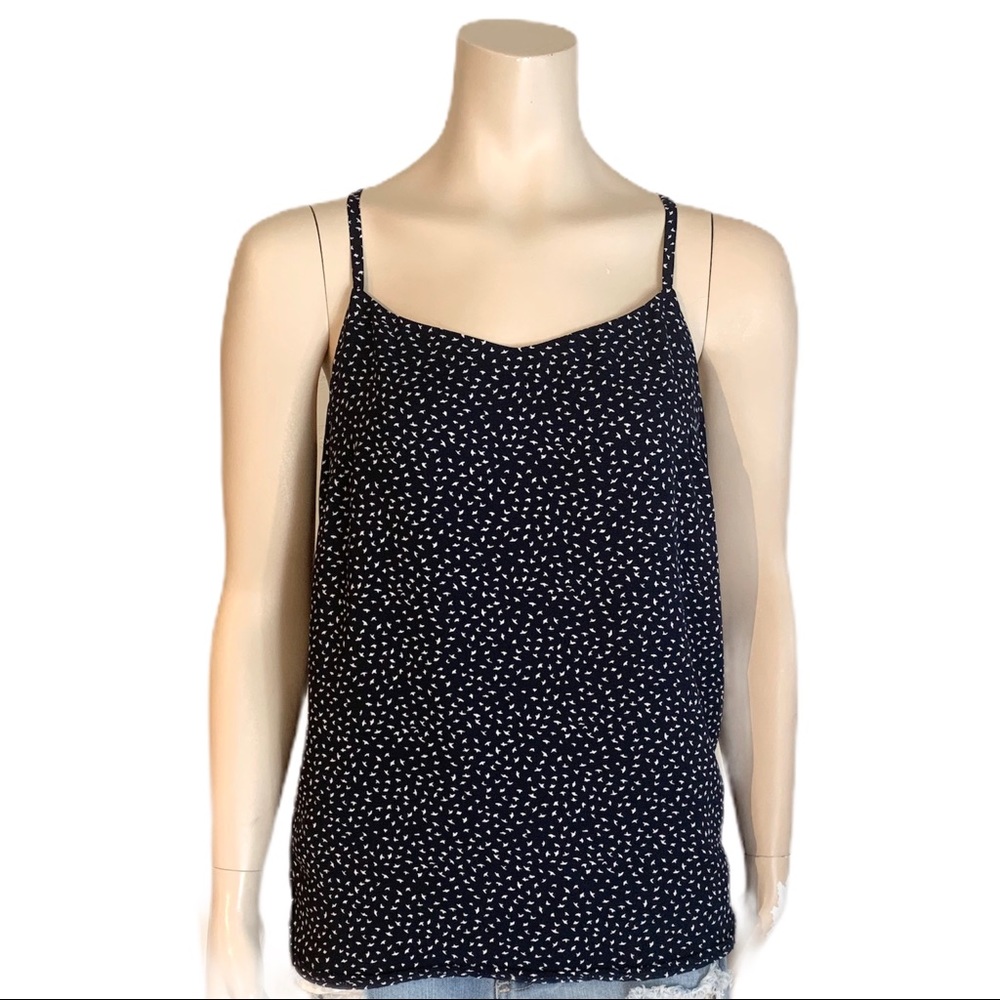 3/$30 Loft Strappy Tank- Navy Bird Print - Size S